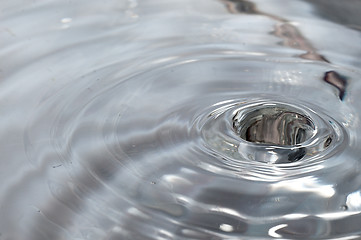 Image showing Drop of water splashed creates waves.