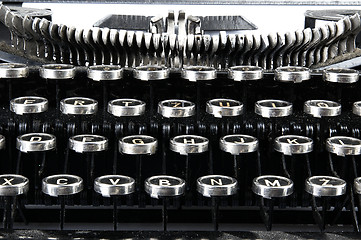 Image showing Old, dusty typewriter seen up close.