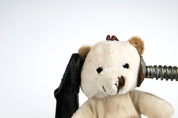 Image showing Clamp on the head teddy bear toy.