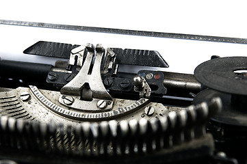 Image showing Old, dusty typewriter seen up close.