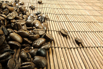 Image showing Scattered fresh coffee beans.