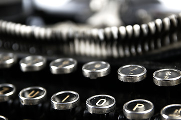 Image showing Old, dusty typewriter seen up close.