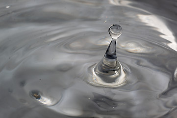 Image showing Drop of water splashed creates waves.