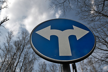 Image showing Fork road warning sign.