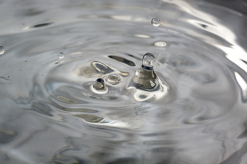 Image showing Drop of water splashed creates waves.