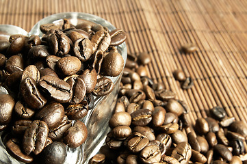 Image showing Scattered fresh coffee beans.