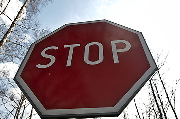 Image showing Stop sign against the sky.