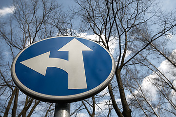 Image showing Fork road warning sign.