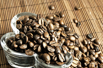 Image showing Scattered fresh coffee beans.