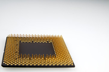 Image showing Processor seen from the gold pins on a white background.