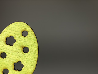 Image showing Easter decoration - green wooden egg.