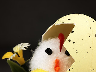 Image showing Easter chicken coming out of the egg.