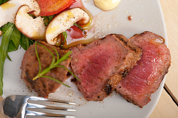 Image showing beef filet mignon grilled with vegetables