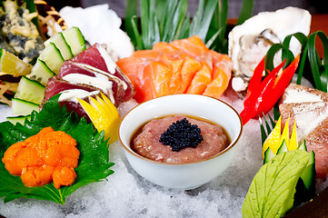 Image showing fresh sushi choice combination assortment selection 