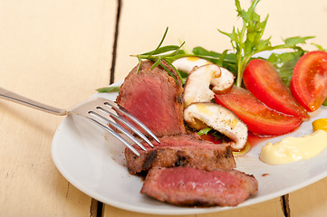 Image showing beef filet mignon grilled with vegetables