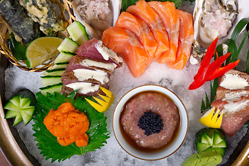 Image showing fresh sushi choice combination assortment selection 