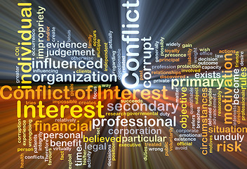 Image showing Conflict of interest background concept glowing