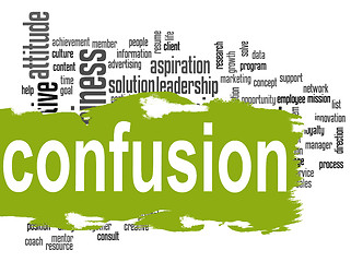 Image showing Confusion word cloud with green banner