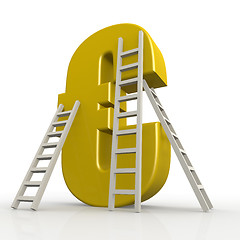 Image showing Yellow euro sign with ladder