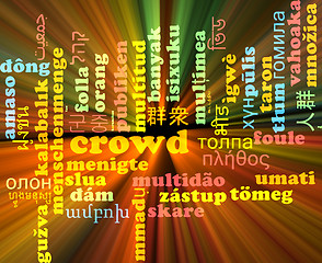 Image showing Crowd multilanguage wordcloud background concept glowing