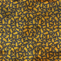 Image showing Airplane and truck. Seamless pattern.