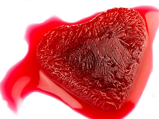 Image showing Red heart-shaped ice in the blood.