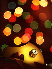 Image showing Broken bauble Christmas Tree and magic bokeh.