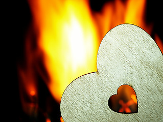 Image showing Flaming heart on a black background.