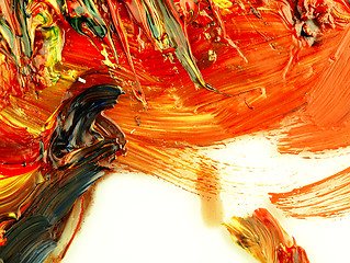 Image showing Traces colorful brush on a white sheet of paper.