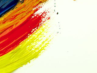 Image showing Traces colorful brush on a white sheet of paper.