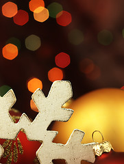 Image showing Huge snowflake and Christmas balls.
