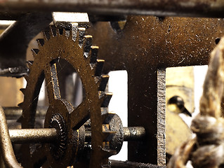 Image showing Gear in mechanism of the old clock.