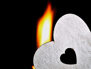 Image showing Flaming heart on a black background.