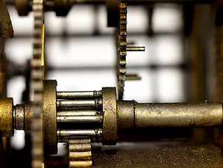 Image showing Gear in mechanism of the old clock.