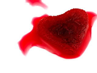 Image showing Red heart-shaped ice in the blood.