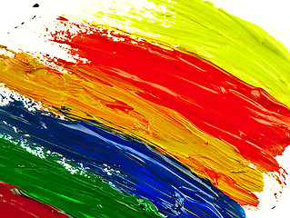 Image showing Traces colorful brush on a white sheet of paper.