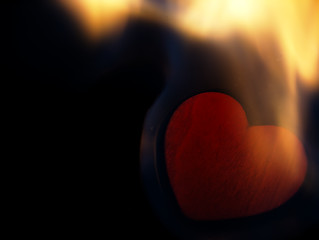 Image showing Flaming heart on a black background.