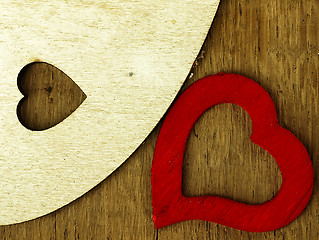 Image showing Wooden heart on the oak table.