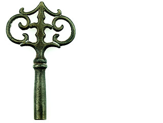 Image showing Old metal key on a white background.