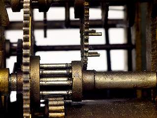 Image showing Gear in mechanism of the old clock.