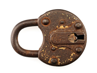 Image showing Rusty padlock on a white background.