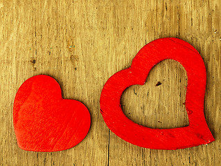 Image showing Wooden heart on the oak table.