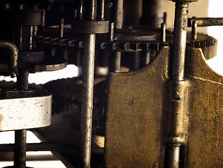 Image showing Gear in mechanism of the old clock.