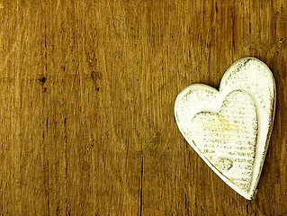 Image showing Wooden heart on the oak table.