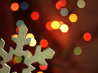 Image showing Huge snowflake and magic bokeh.