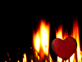 Image showing Flaming heart on a black background.