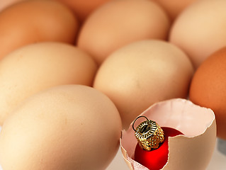 Image showing Christmas Tree bauble comes from a broken egg.