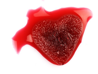 Image showing Red heart-shaped ice in the blood.