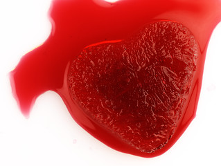 Image showing Red heart-shaped ice in the blood.