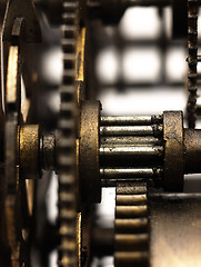 Image showing Gear in mechanism of the old clock.